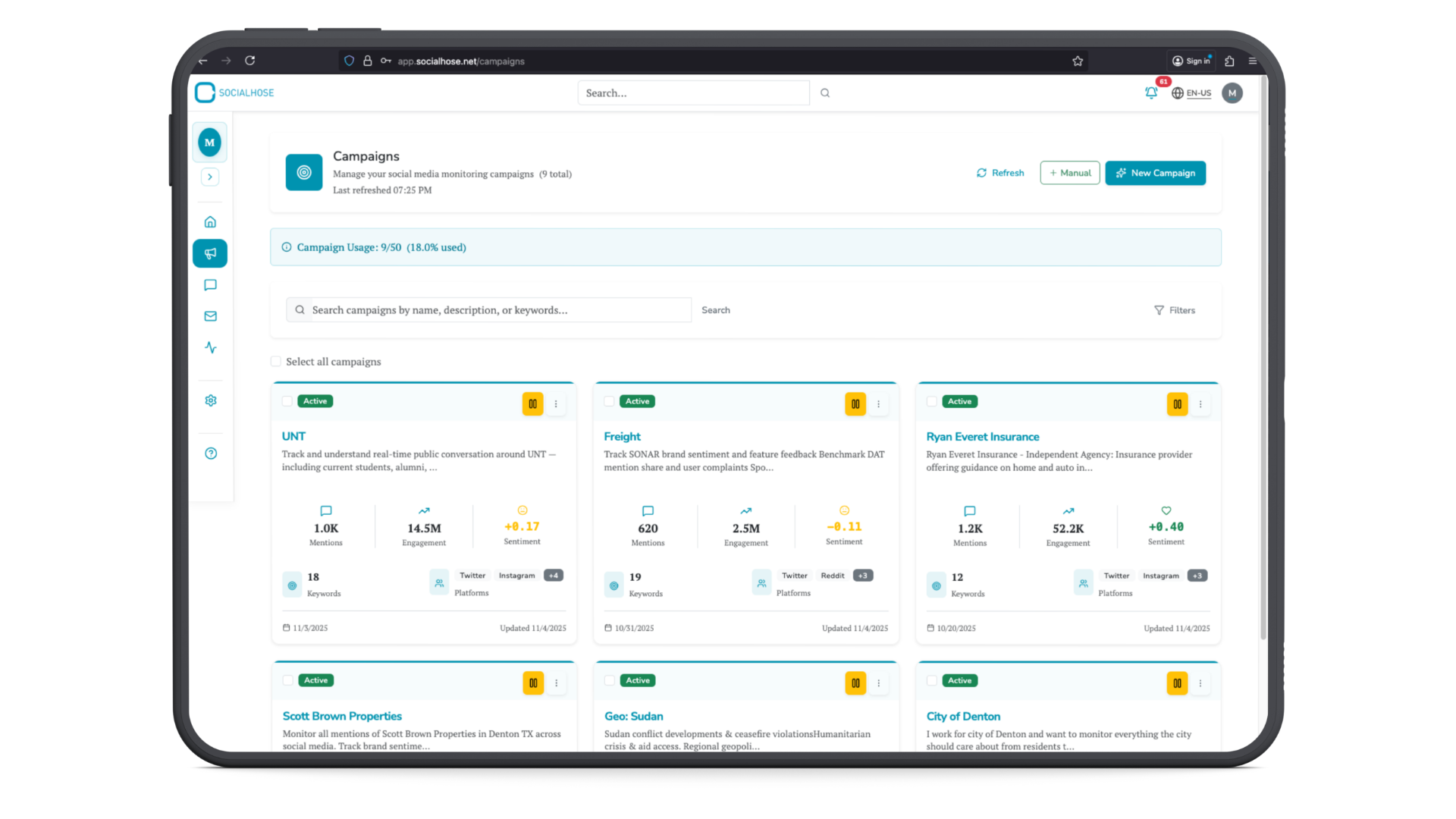 Social Media Monitoring Dashboard